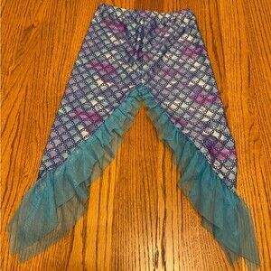 Girls Iridescent Stretch Fabric Open Split Mermaid Tail Play Costume Skirt